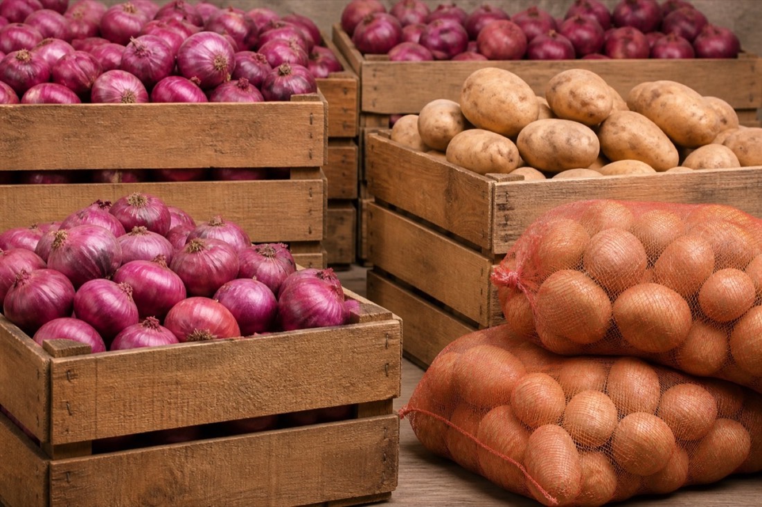 Fresh Indian vegetables including onion and potato